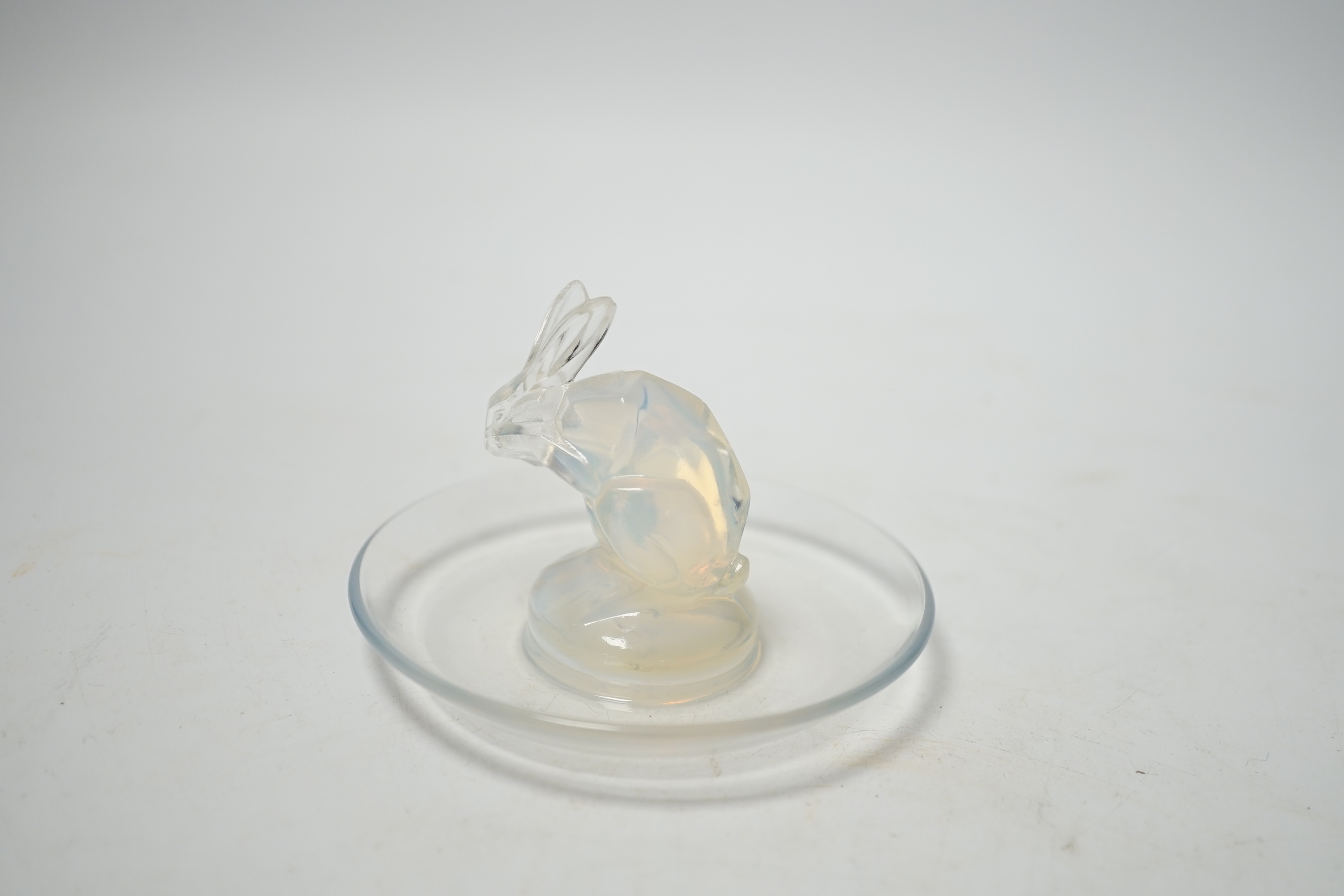 A Lalique moulded glass ‘rabbit’ pin dish, 9.5cm diameter